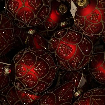 Шар красный орнамент 8 см 20411