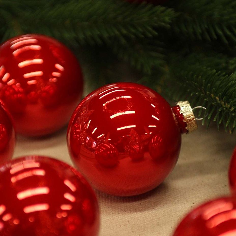 Набор шаров база карамельный красный 7 см 8 шт, стекло2