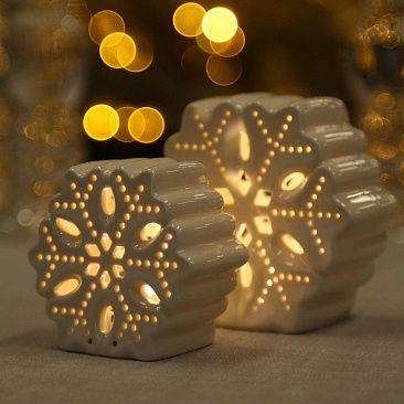 Светящаяся Снежинка 10 см, керамика1