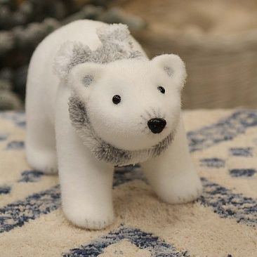 Белый мишка в сером шарфе маленький 35х18 см1