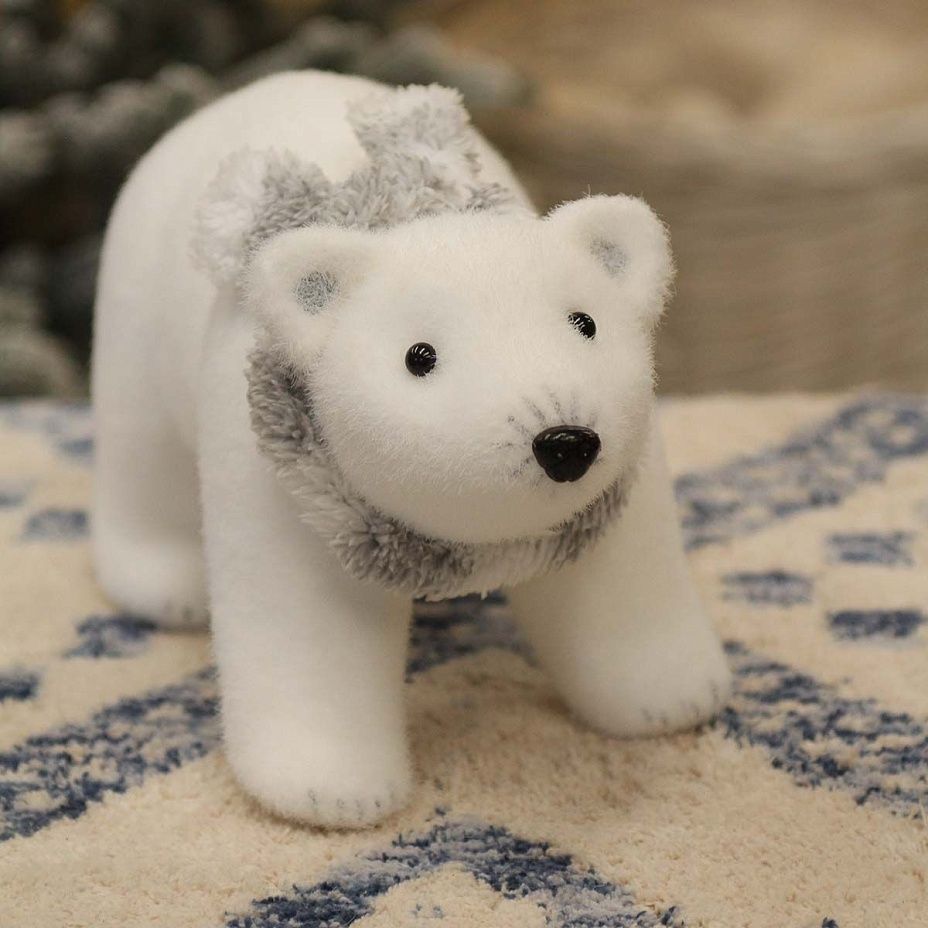 Белый мишка в сером шарфе маленький 35х18 см2