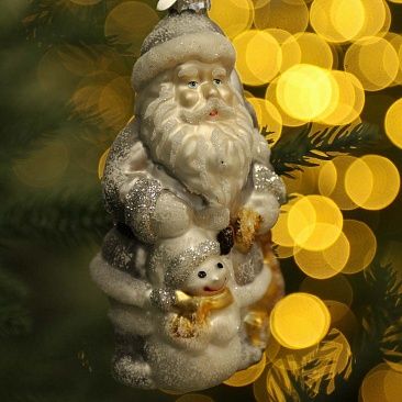 Дед Мороз со снеговичком 13 см, стекло1