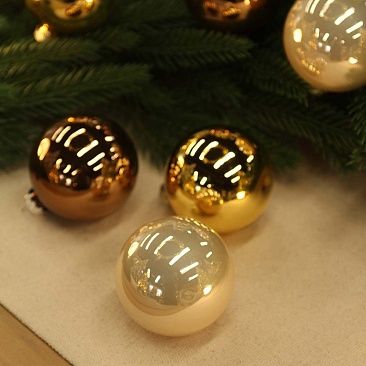 Набор шаров база шоколад-жемчуг-золото 8 см 6 шт, стекло1