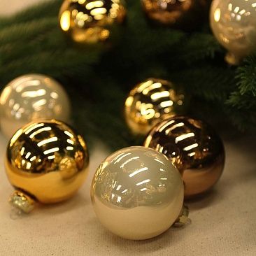 Набор шаров база шоколад-жемчуг-золото 7 см 8 шт, стекло1