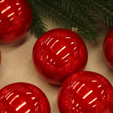 Набор шаров база карамельный красный 8 см 6 шт, стекло1