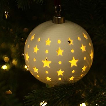 Светящийся шар Звездочки 9 см, керамика1