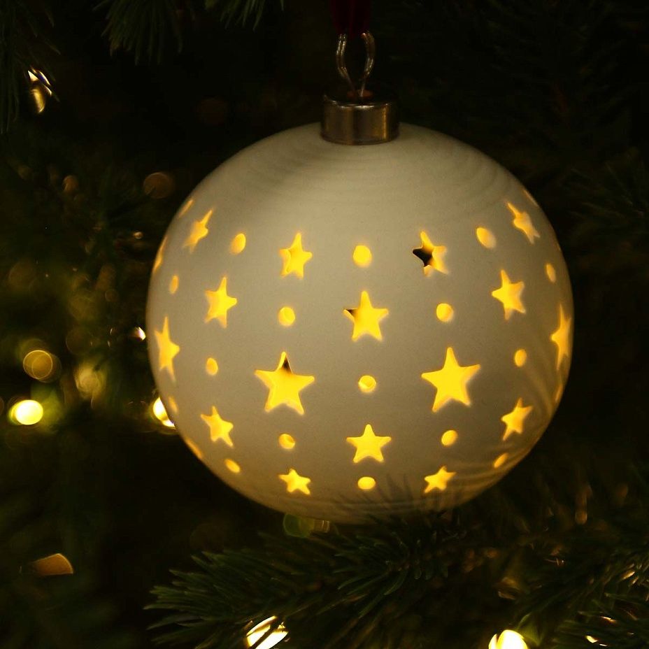 Светящийся шар Звездочки 9 см, керамика2