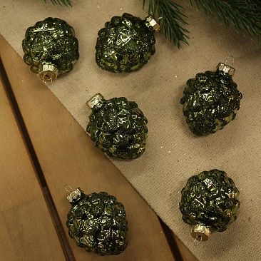 Набор сосновых шишек 6 шт зеленый1