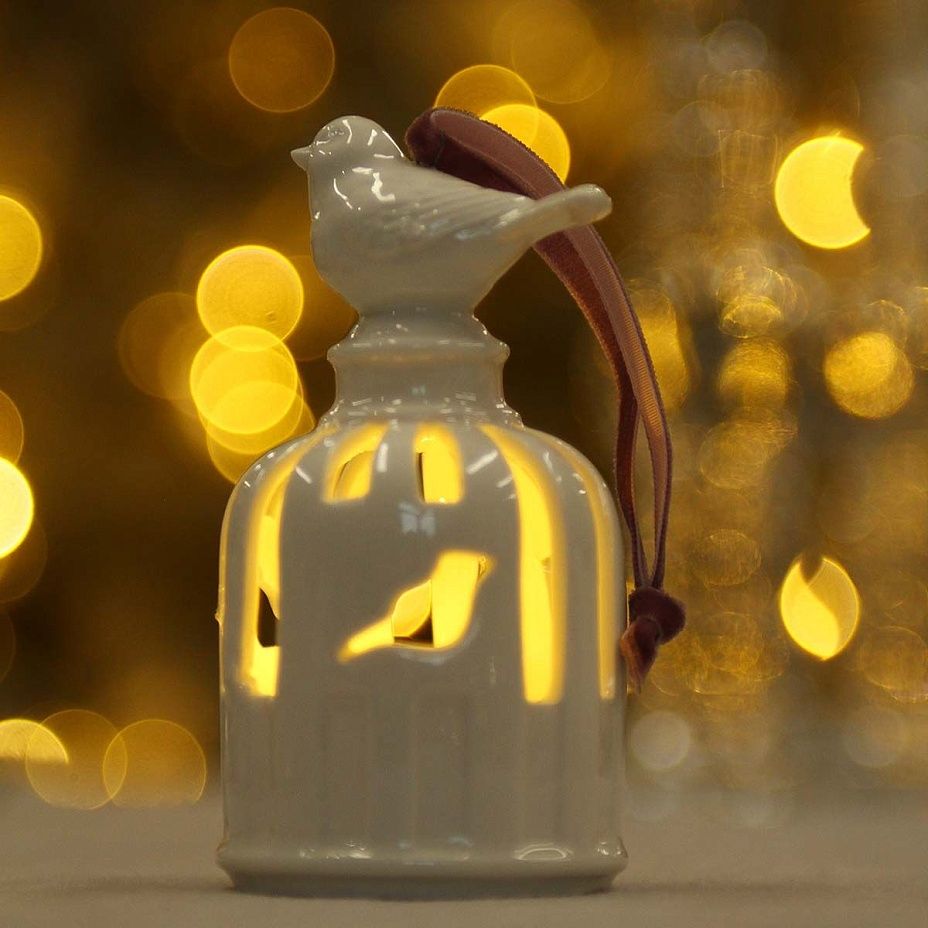 Светящаяся подвеска Птичка 11 см, керамика2