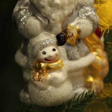 Дед Мороз со снеговичком 13 см, стекло1