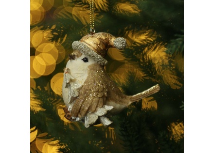 Воробей с елкой 7 см 4371
